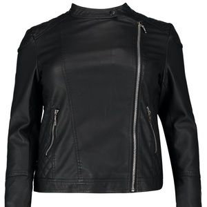 Plus Quilted Faux Leather Moto Jacket